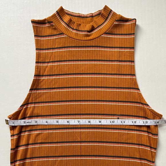 Aeropostale Sleeveless Striped  Tank Top, Mock Neck, Orange, Medium - Picture 2 of 5